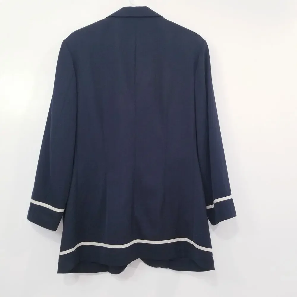 Men's Navy Blazer with White Piping